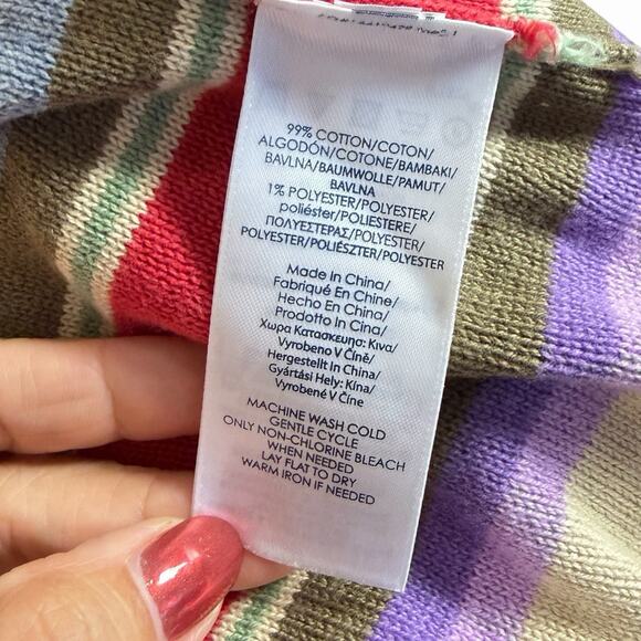 RALPH LAUREN CHAPS PETITE STRIPED SWEATER BOHO WESTERN LACE UP SOUTHWEST SZ S P - Picture 5 of 7